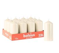 Bolsius - Velas lisas - marfil - 12 unidades - 12 x 6 cm - Velas decorativas para el hogar - Tiempo de combustión 33 horas - Sin perfume - Contiene cera vegetal natural - Sin aceite de palma