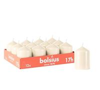 Bolsius - Velas lisas - Marfil - 12 unidades - 8 x 6 cm - Velas decorativas para el hogar - Tiempo de combustión 17 horas - Sin perfume - Contiene cera vegetal natural - Sin aceite de palma