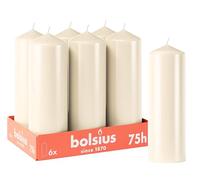 Bolsius - Velas lisas - Marfil - 6 unidades - 20 x 7 cm - Velas decorativas para el hogar - Tiempo de combustión 75 horas - Sin perfume - Contiene cera vegetal natural - Sin aceite de palma