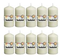 Bolsius Velas lisas, marfil, juego de 10 unidades, velas decorativas para el hogar, longitud de combustión de 33 horas, sin perfumar, cera vegetal natural, 12 x 6 cm