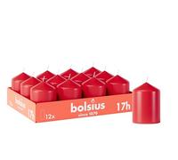 Bolsius - Velas lisas - Rojo - 12 unidades - 8 x 6 cm - Velas decorativas para el hogar - Tiempo de combustión 17 horas - Sin perfume - Contiene cera vegetal natural - Sin aceite de palma