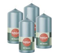Bolsius - Velas Pilar - Velas decorativas para el hogar - 4 unidades - 12 x 6 cm - 33 horas de combustión - sin aceite de palma - color azul metálico