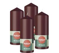 Bolsius - Velas Pilar - Velas decorativas para el hogar - 4 unidades - 15 x 6 cm - color rojo oscuro - 42 horas de combustión - sin perfume - incluye cera natural vegana - sin aceite de palma