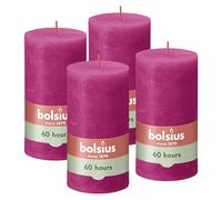 Bolsius - Velas rústicas - Fucsia - 13 cm - 4 unidades - Velas decorativas - Sin aceite de palma - Con cera vegetal natural