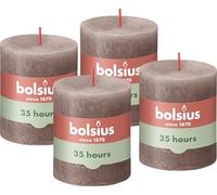 Bolsius Velas rústicas - gris claro - 4 unidades - 8 x 7 cm - Velas decorativas para el hogar - Duración de combustión 35 horas - sin perfumar - Cera vegetal natural - Sin aceite de palma