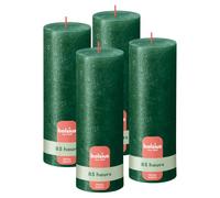 Bolsius - Velas rústicas - verde - metálico - 19 cm - 4 unidades - velas decorativas - contienen cera vegetal natural - sin aceite de palma