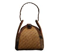 Bolso de cerámica - Baúl de Mimbre Natural, de hervidor Trenzada, baúl de vajilla Vintage, Soporte de Paja para Utensilios de Cerveza, Organizador Compacto de estación de café para gabinetes