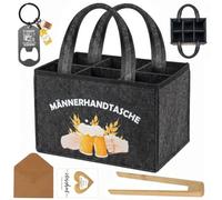 Bolso de mano para hombre, regalo de cerveza, bolsa para botellas de fieltro, 6 botellas con pinzas de madera, llavero y tarjeta de rubor de corazón, bolsa de cerveza para el día del padre, cumpleaños