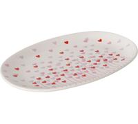 Boltze 2054423, Plato de servir, ovalado, de cerámica, en rosa, rojo y blanco, 185 mm, 290 mm