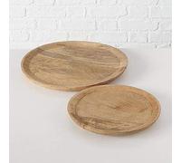 Boltze Platos Maino 1007975 - Juego de 2 bandejas para Servir de Madera de Mango (26-35 cm, Plato de Madera para decoración, decoración de Mesa, Hermosas Vetas de Madera, Bandeja Decorativa)