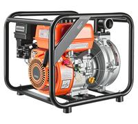Bomba de agua a gasolina, de 50.8 mm, con capacidad de 128 galones por minuto, bomba portátil para transferencia de agua con residuos, motor de gasolina, manguera de descarga de 7.62 metros, estructur
