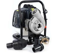 Bomba de agua a gasolina Wiltec, 1,4 kW, bomba de jardín con un caudal de 15 m³/h, bomba de jardín con motor de 2 tiempos, bomba para riego y para vaciar o drenar agua