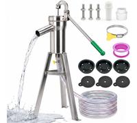 Bomba de agua manual de acero inoxidable, con soporte de 58 cm, manguera de 5 metros, ideal para jardines y pozos