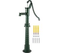 Bomba de agua manual VEVOR con soporte, de 40 x 24 x 131 cm. Bomba de pozo y soporte de 66 cm con orificios predefinidos de 1/2 pulgada para una fácil instalación. Bomba de pozo rústica de hierro fund