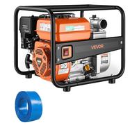 Bomba de agua portátil a gasolina VEVOR, de 50,8 mm, 128 GPM, 6 CV, para transferencia de agua y aguas residuales semitratadas, con motor de gasolina, manguera de descarga de 7,62 metros, estructura r