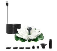 Bomba de agua solar con boquillas para estanque para decoración solar | Motor silencioso, alimentación USB, múltiples boquillas, ideal para baños de pájaros, resistente a la intemperie