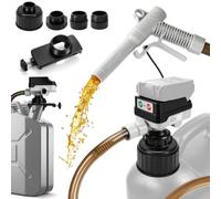 Bomba de Combustible a Batería para Makita 18V (sin Batería) (Auto) | Bomba de Gasolina Eléctrica Portátil, 15 l/min, 4 Adaptadores, Manguera 130 cm, para Aceite, Gasolina y Diésel