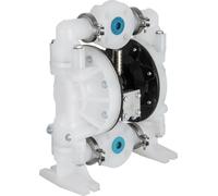 Bomba de diafragma doble accionada por aire VEVOR, entrada/salida de 1 pulgada, 30 GPM, fabricada en polipropileno, con una presión máxima de 120 PSI, ideal para uso químico e industrial