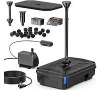 Bomba de filtración para estanques con purificador UV, silenciosa, 2500 litros por hora, bomba para estanques todo en uno, juego completo con filtro, incluye 3 boquillas para fuentes, ideal para estan
