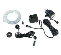 Bomba de fuente de 450 L/H con 1 foco LED, juego completo con manguera para jardín, iluminación de piedra, bomba de arroyo, bomba de estanque (450 L/H, luz blanca cálida)