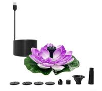 Bomba de fuente USB Lotus para espacios al aire libre, incluyendo baños de pájaros y estanques decorativos con múltiples opciones de boquilla y flujo constante (morado)