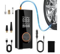 Bomba de neumáticos portátil para automóvil, compresor de aire inalámbrico para inflador de neumáticos de coche, mini bomba eléctrica para bicicleta con manómetro digital de 150 PSI, pantalla de doble