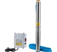 Bomba de pozo profundo Wiltec de 4 pulgadas, 750 W, bomba de agua con caudal de 6000 litros por hora, bomba sumergible con profundidad máxima de inmersión de 20 metros y altura máxima de bombeo de 74