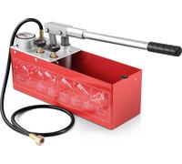 Bomba de presión VEVOR, máx. 25 bar, kit manual hidráulico para pruebas de presión de agua con válvula doble y manómetro, depósito de agua de 10 litros, manguera de 1,4 metros con conexión de rosca ex