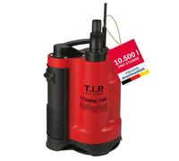 Bomba de sumergir para drenaje I-Compac 7500 de T.I.P., diseñada para espacios reducidos a partir de 22x22 cm, con una altura de bombeo de 5 metros e interruptor de flotador integrado