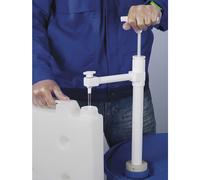 Bomba manual de PTFE para bidones con tubo acodado de descarga