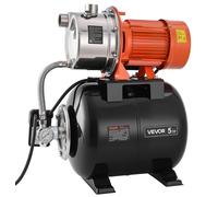 Bomba para pozos poco profundos de 1.6 HP con tanque de presión, 230V, 6000 LPH. Bomba de riego de acero inoxidable con tanque de 19 litros. Sistema automático de impulsión de agua, con presostato de