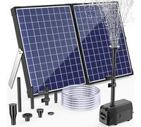 Bomba solar para estanque de 35W. Fuente solar para exteriores con un caudal de 1500 L/H, con 2 metros de manguera. Bomba solar con filtro, 5 metros de longitud de manguera y una altura de elevación d