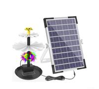 Bomba solar para fuente de baño de pájaros, 6 W, 9 V con 9 boquillas, panel solar policristalino para estanques de jardín, piscinas, modelo de luz LED con batería integrada de 1500 mAh (con luz)