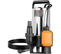 Bomba sumergible de acero inoxidable - Bomba para aguas residuales - Bomba para aguas sucias - Evacuación rápida del agua - Interruptor de flotador automático - 20.000 litros por hora - Color plateado