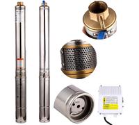 Bomba sumergible de acero inoxidable para pozos profundos, de 2,5 pulgadas, 550 W, 2800 l/h, ideal para jardines, riego o uso doméstico, bombas de pozo estrechas con cuadro de control