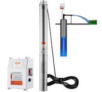 Bomba sumergible para pozos profundos VEVOR, 1500 W, 230 V, 60 Hz, 9,8 m³/h, altura de elevación de 108 m, con cable de 19,4 m y caja de control externa. Bombas de agua de acero inoxidable para uso in