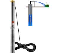 Bomba sumergible para pozos profundos VEVOR, 750 W, 230 V, 60 Hz, caudal máximo de 7,1 m³/h, altura de elevación máxima de 75 m, con cable de alimentación de 9,1 m, bomba de agua de acero inoxidable