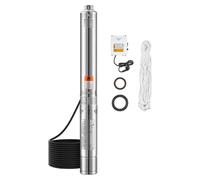 Bomba sumergible para pozos profundos VEVOR, con una potencia de salida de 550W, un caudal de 65 litros por minuto, una altura de elevación de 85 metros, equipada con un cable de 20 metros, una caja d