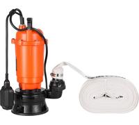 Bomba sumergible para residuos de 1500W, con un caudal de 22800 L/H, bomba sumergible de hierro fundido para aguas residuales y sumideros, con interruptor de flotador automático, altura máxima de elev