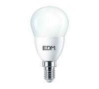 BOMBILLA ESFERICA E14 7W 806 lm 3000K LUZ CALIDA Ø4,8x9,5cm EDM