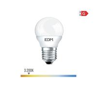 BOMBILLA ESFERICA LED E27 5W 400lm 3200K LUZ CALIDA Ø4,5x8cm EDM