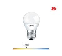 BOMBILLA ESFERICA LED E27 5W 400lm 4000K LUZ DIA Ø4,5x8cm EDM