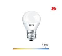 BOMBILLA ESFERICA LED E27 5W 400lm 6400K LUZ FRIA Ø4,5x8cm EDM