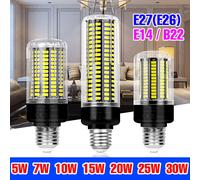 Bombilla LED de maíz de 30W E27/E26 luz de techo E14 lámpara AC220V bombillas de araña de interior 110V sin parpadeo blanco frío/cálido para el dormitorio del hogar