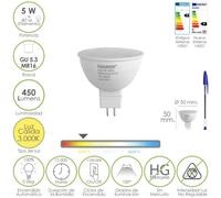 Bombilla led dicroica rosca gu 5.3 / mr16. 5 watt. equivale a 40 watt. 405 lumenes. luz cálida (3000º k.)