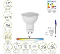Bombilla led dicroica rosca gu10. 5 watt. equivale a 35 watt. 500 lumenes. luz neutra 4000º k
