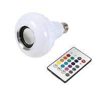 Bombilla LED E27 12 W con altavoz Bluetooth integrado para reproducción de música y cambio de color RGB, controlable por mando a distancia de 24 teclas y dispositivos móviles, apta para hogar, bar, KT