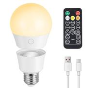 Bombilla LED E27, Bombillas Recargable USB con Mando a Distancia y Temporizador, Bombilla Regulable de 3 Colores, Bombillas LED E27 Magnética Desmontable para Lámparas Inalámbricas,Hogar,7W,1 ud