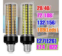 Bombilla LED E27/E26 de maíz, lámpara de techo E14, bombillas de araña B22, CA 85-265V, sin parpadeo, balcón, hogar, sala de estar, blanco frío/cálido Warm White