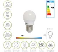Bombilla led esferica e27 5 w. - 40 w. 470 lúmenes. luz cálida (3.000 °k).